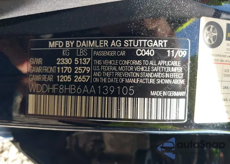 2010 Mercedes-Benz E 350 4Matic from USA, damaged, VIN WDDHF8HB6AA139105